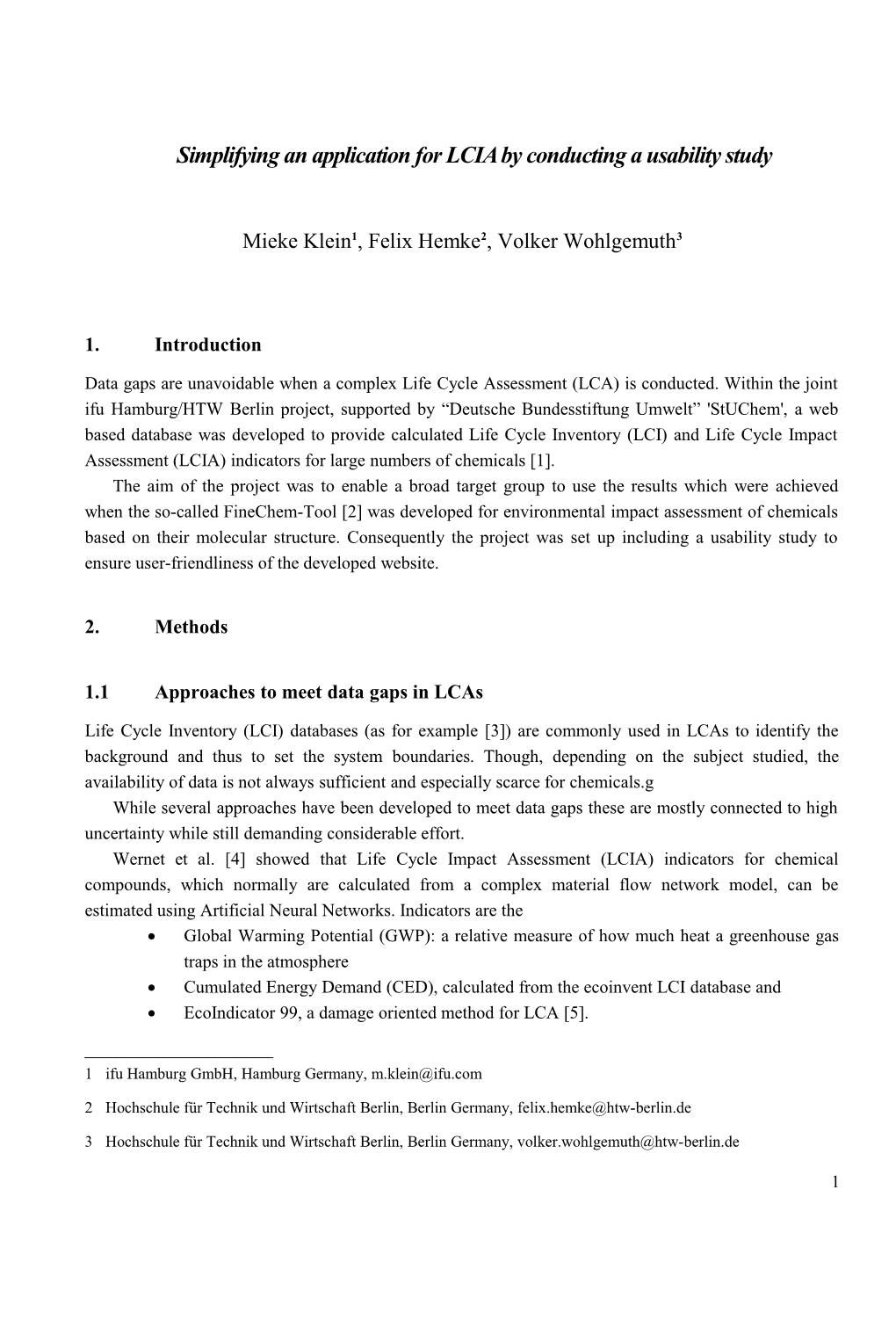 Simplifying an Application for LCIA by Conducting a Usability Study