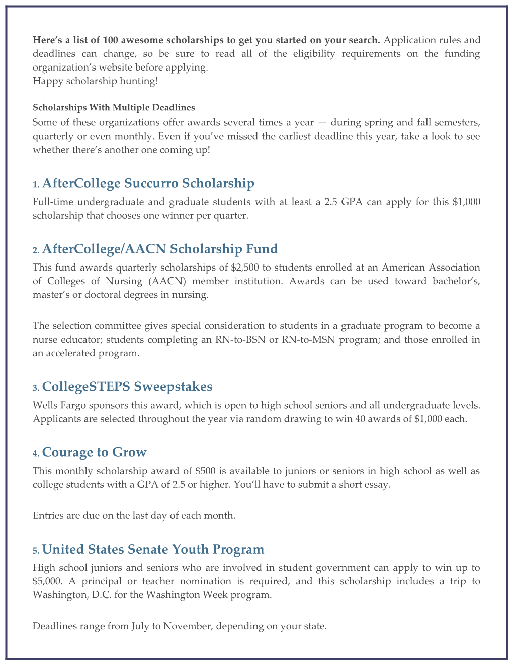 Scholarships with Multiple Deadlines