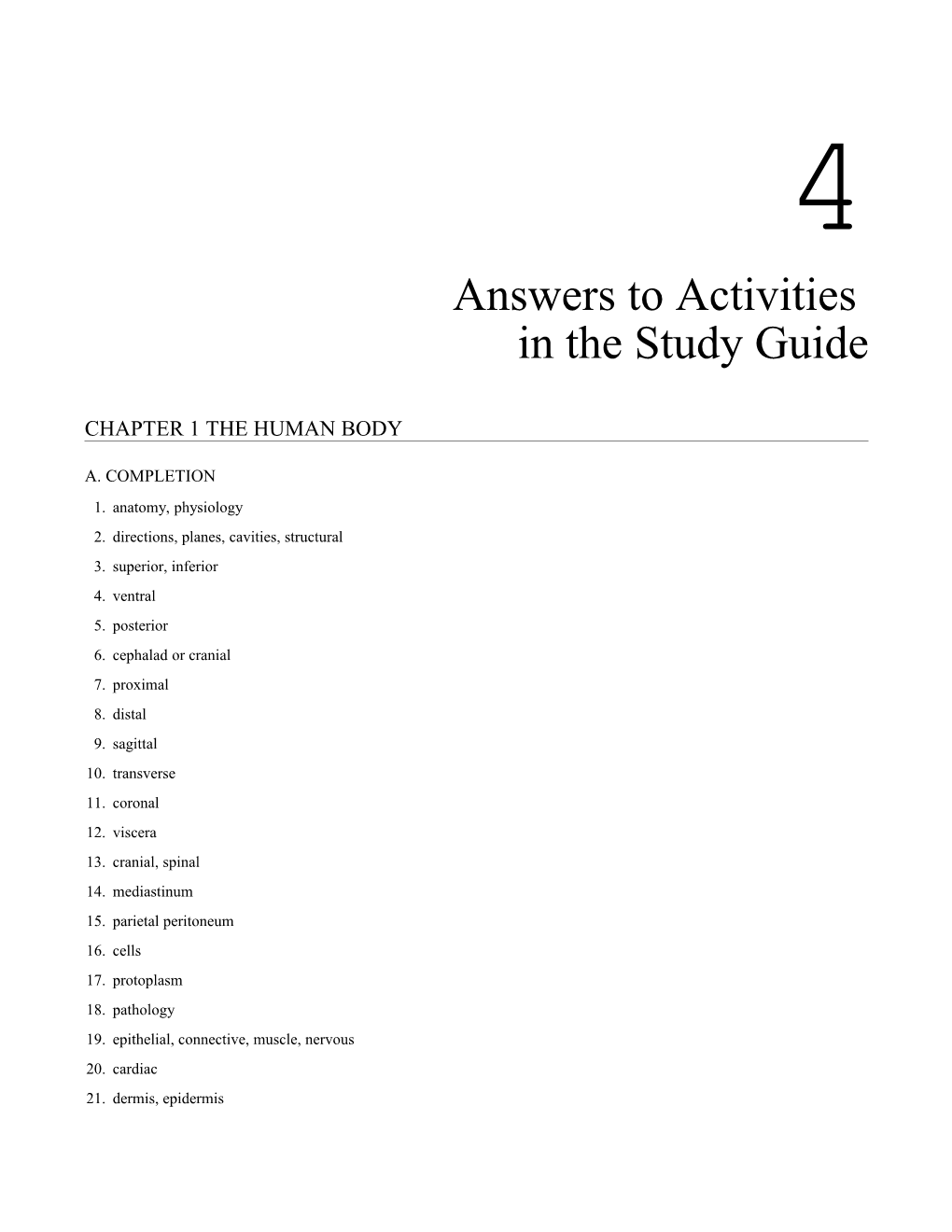 Answers to Activities in the Study Guide