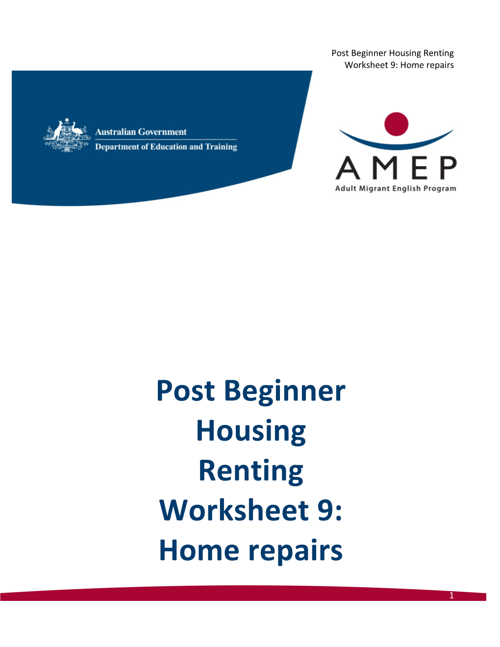 Post Beginner Housing Renting Worksheet 9: Home Repairs