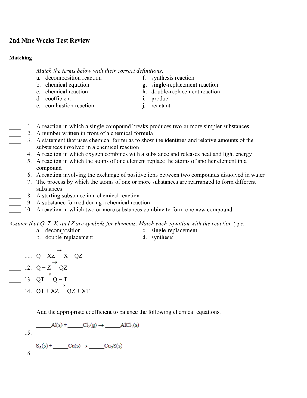 2Nd Nine Weeks Test Review