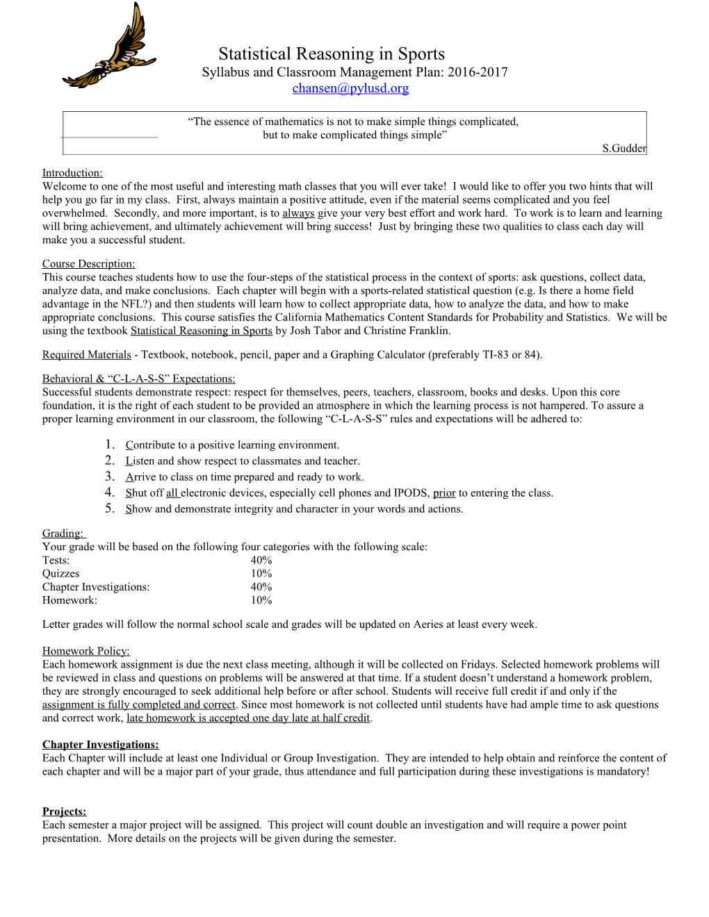 Algebra 1 Summer School Syllabus