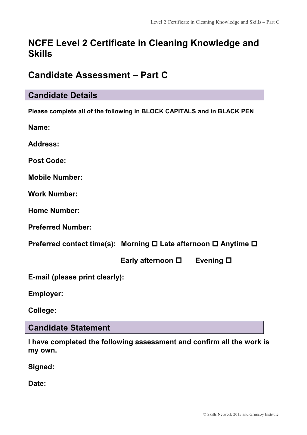 NCFE Level 2 Certificate in Cleaning Knowledge and Skills