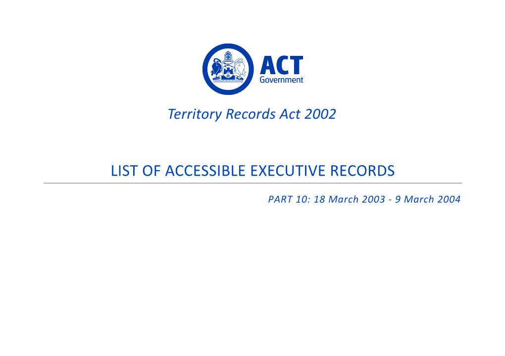 2014 ACT Government Executive Document Release