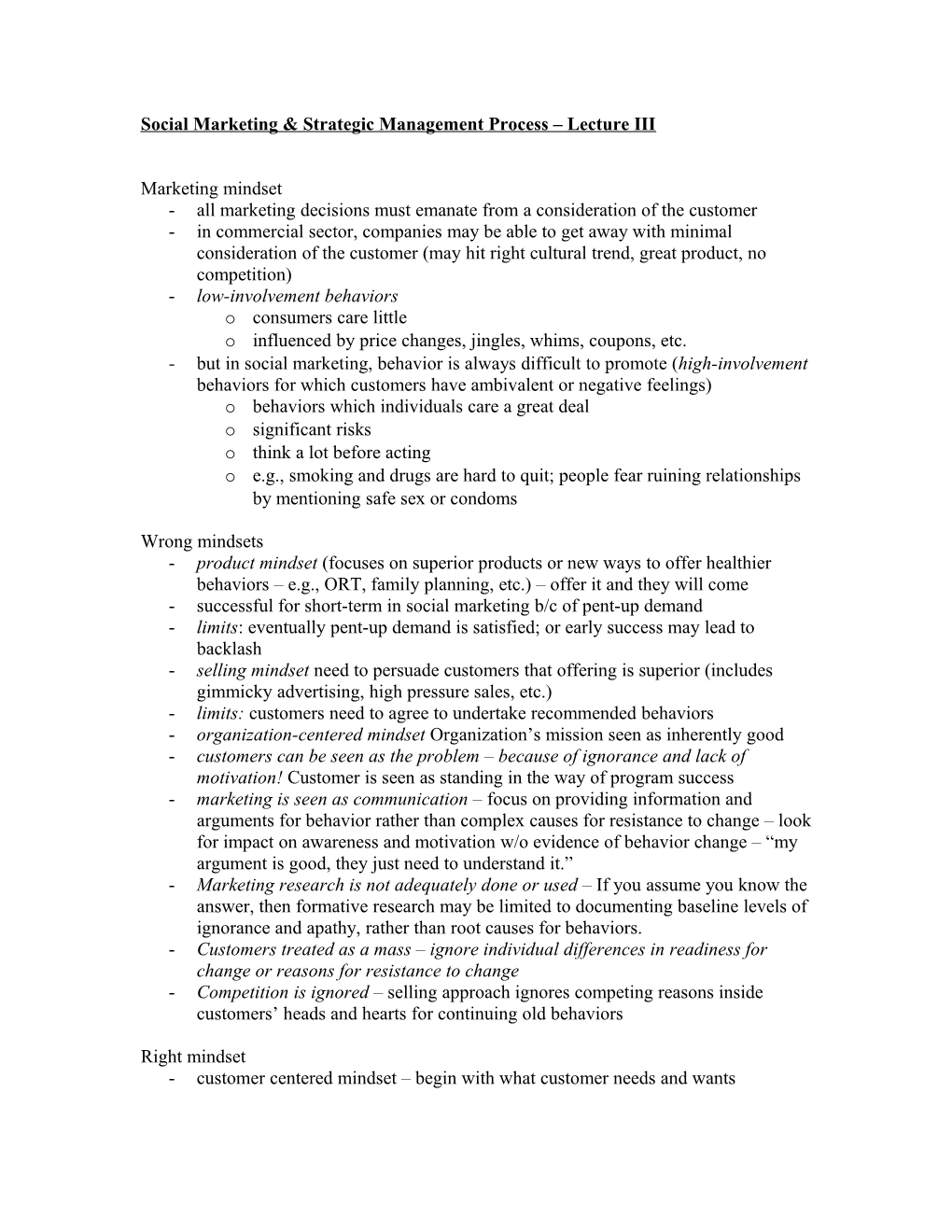 Social Marketing & Strategic Management Process Lecture II