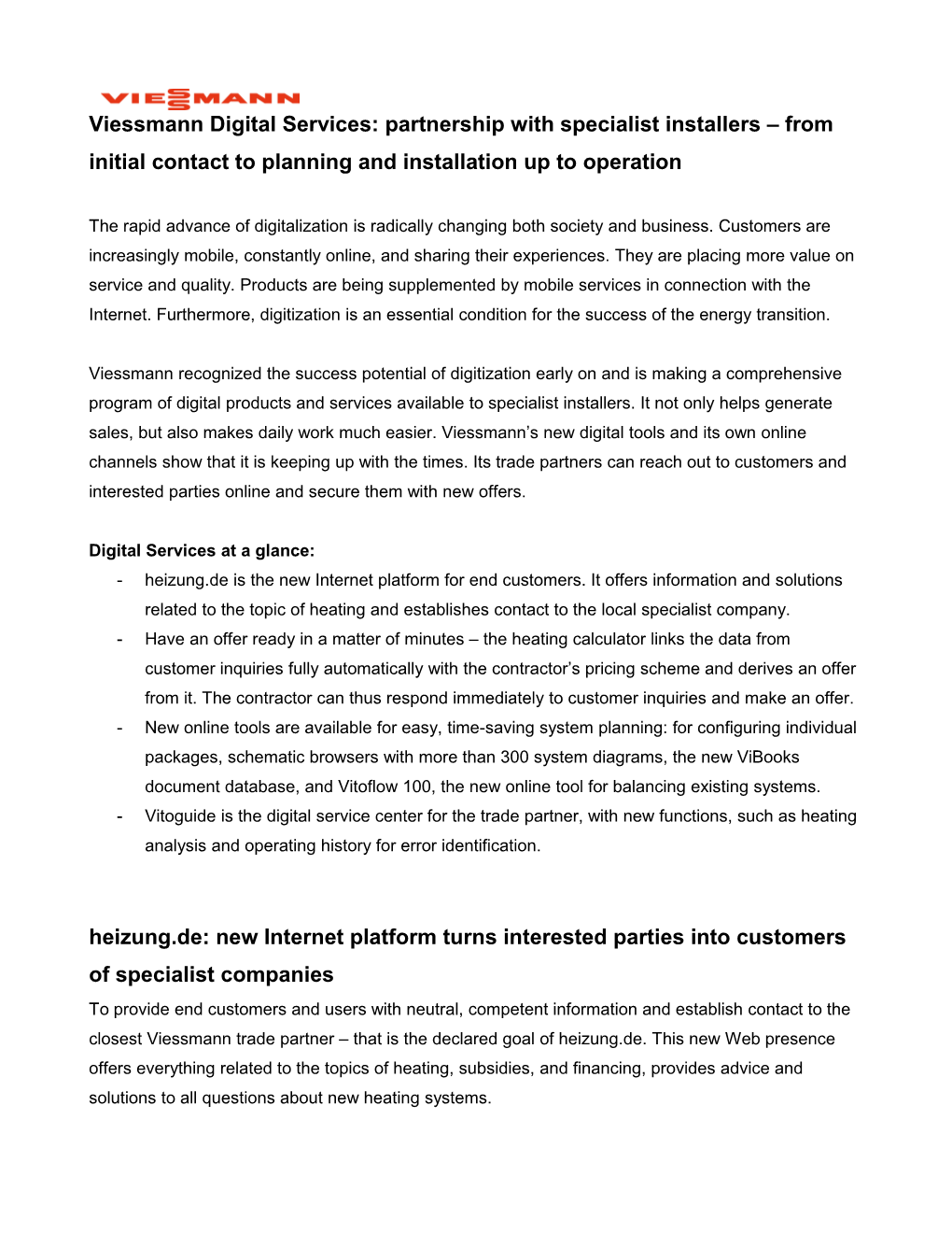 Viessmann Digitalservices: Partnership with Specialist Installers from Initial Contact
