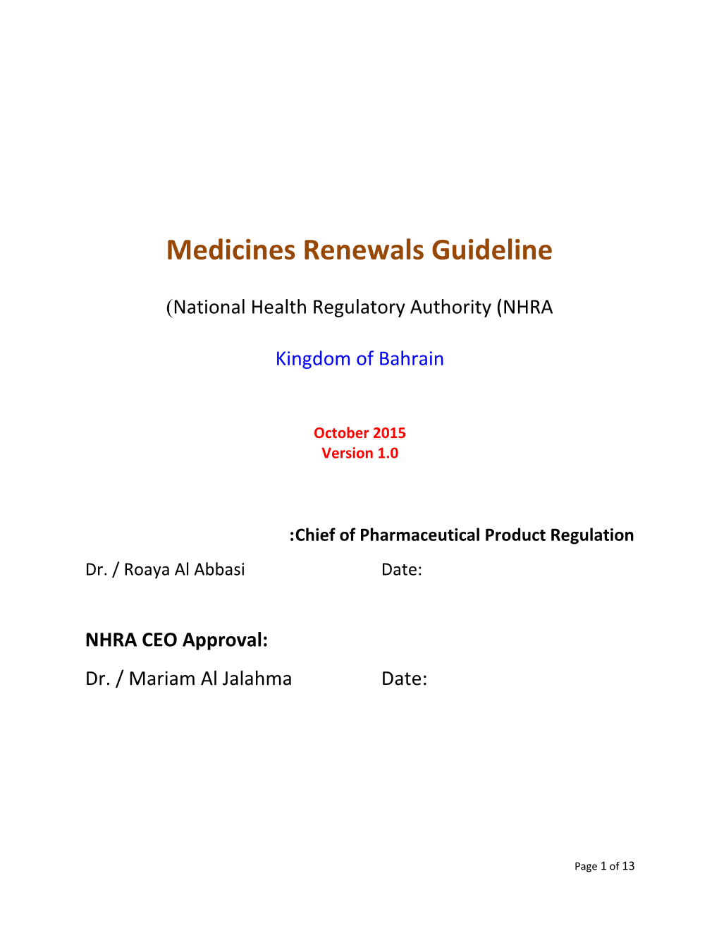 Medicinesrenewals Guideline