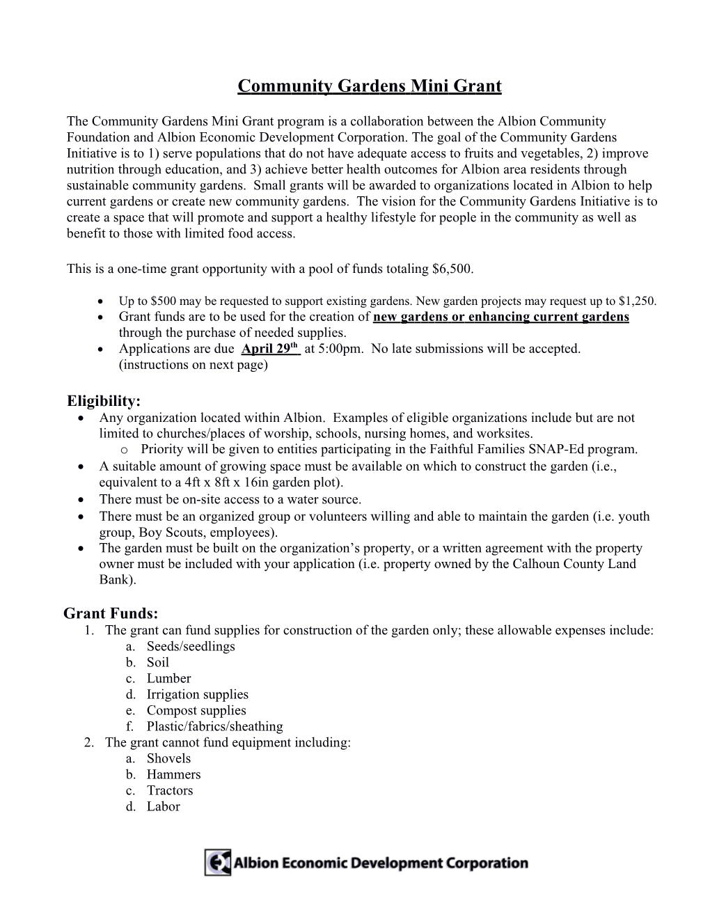 Overview of the Wilco Wellness Alliance Church Community Gardens Project