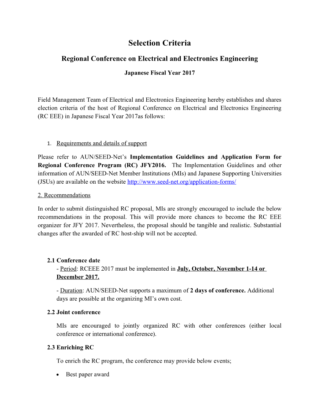 Regional Conference on Electrical and Electronics Engineering