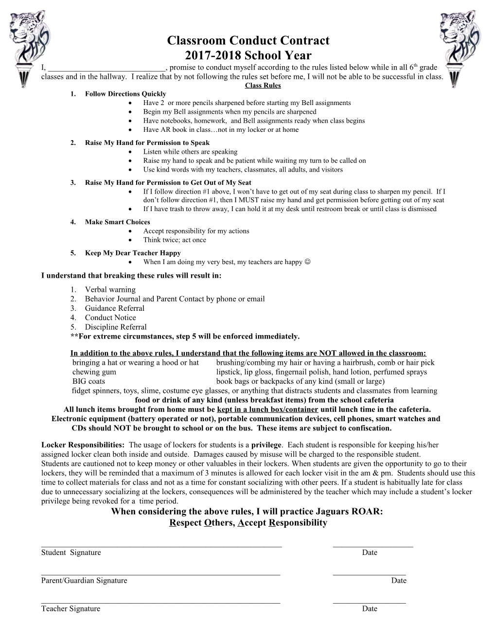 Classroom Discipline Plan For