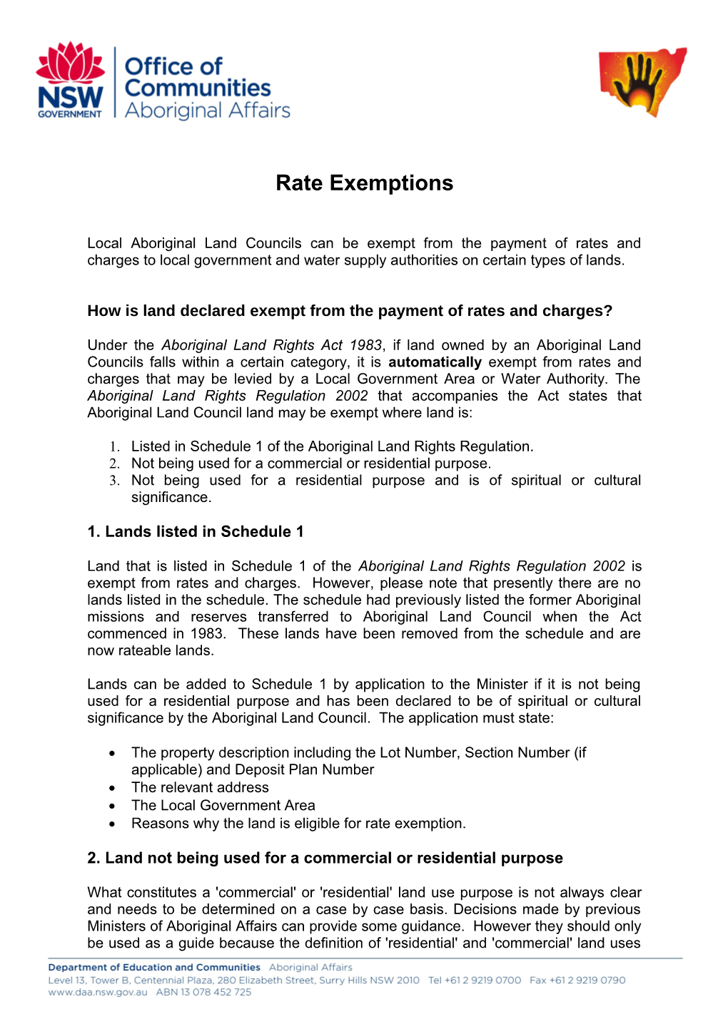 How Is Land Declared Exempt from the Payment of Rates and Charges?