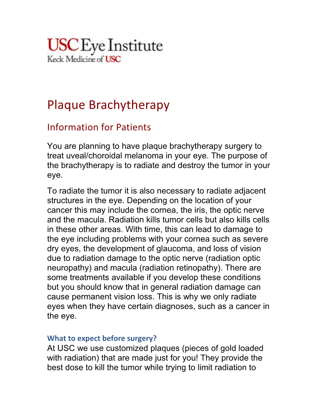Plaque Brachytherapy