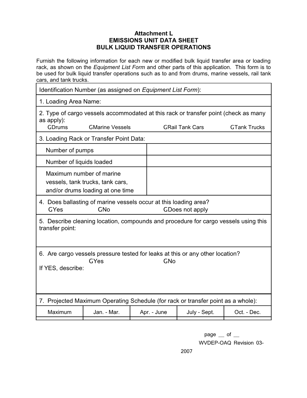 Emissions Unit Data Sheet