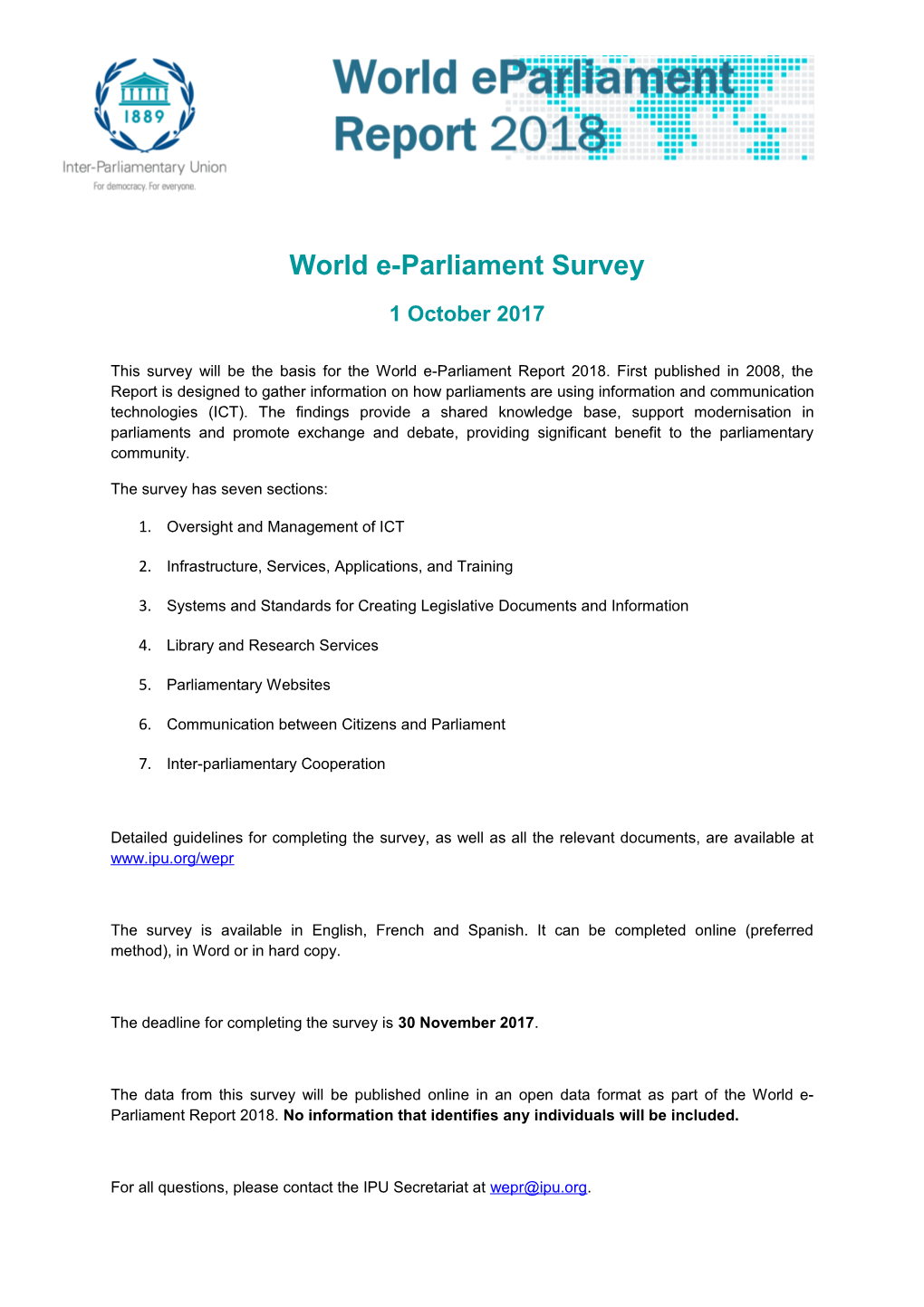 World E-Parliament Survey