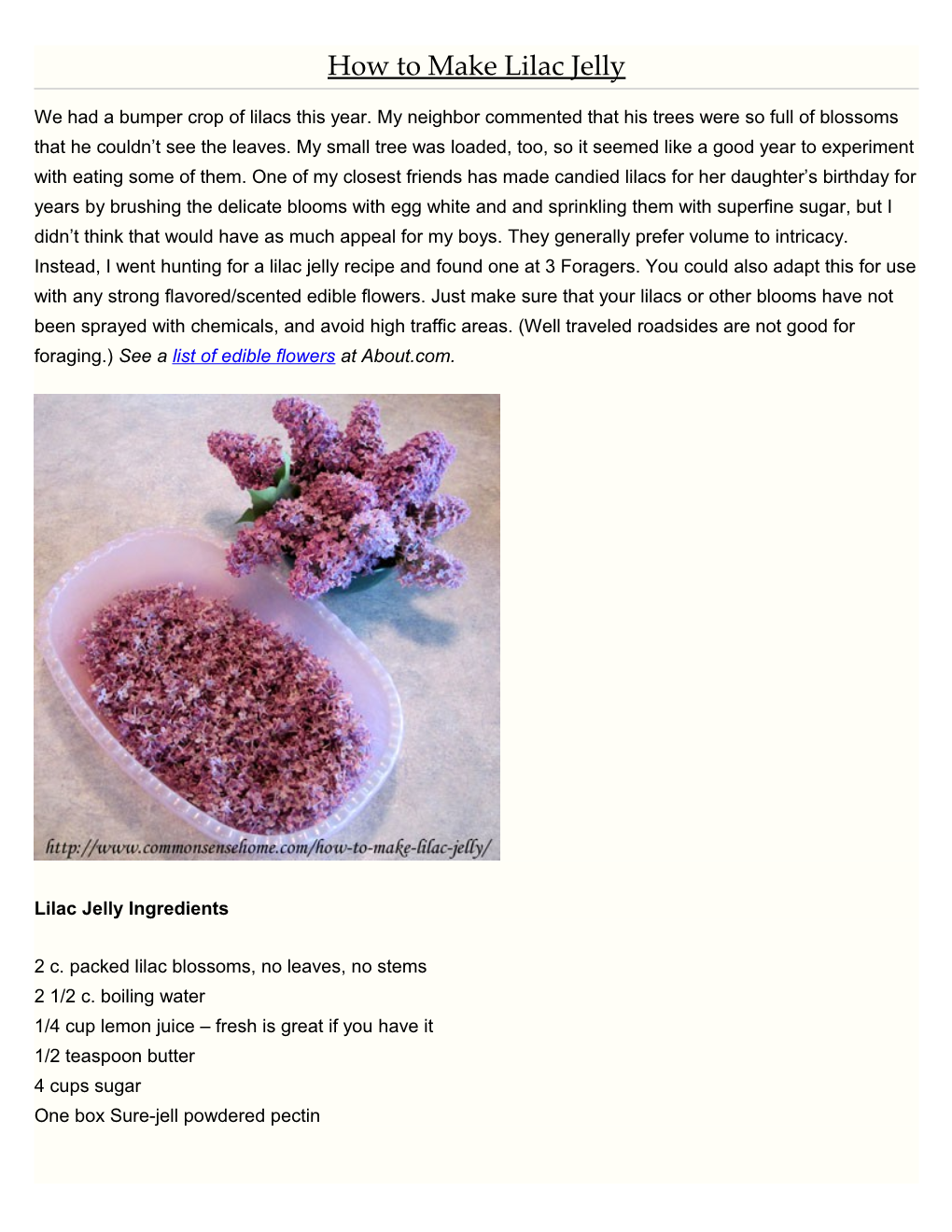 How to Make Lilac Jelly
