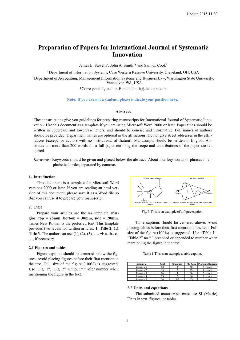 Preparation of Papers for International Journal of Systematicinnovation