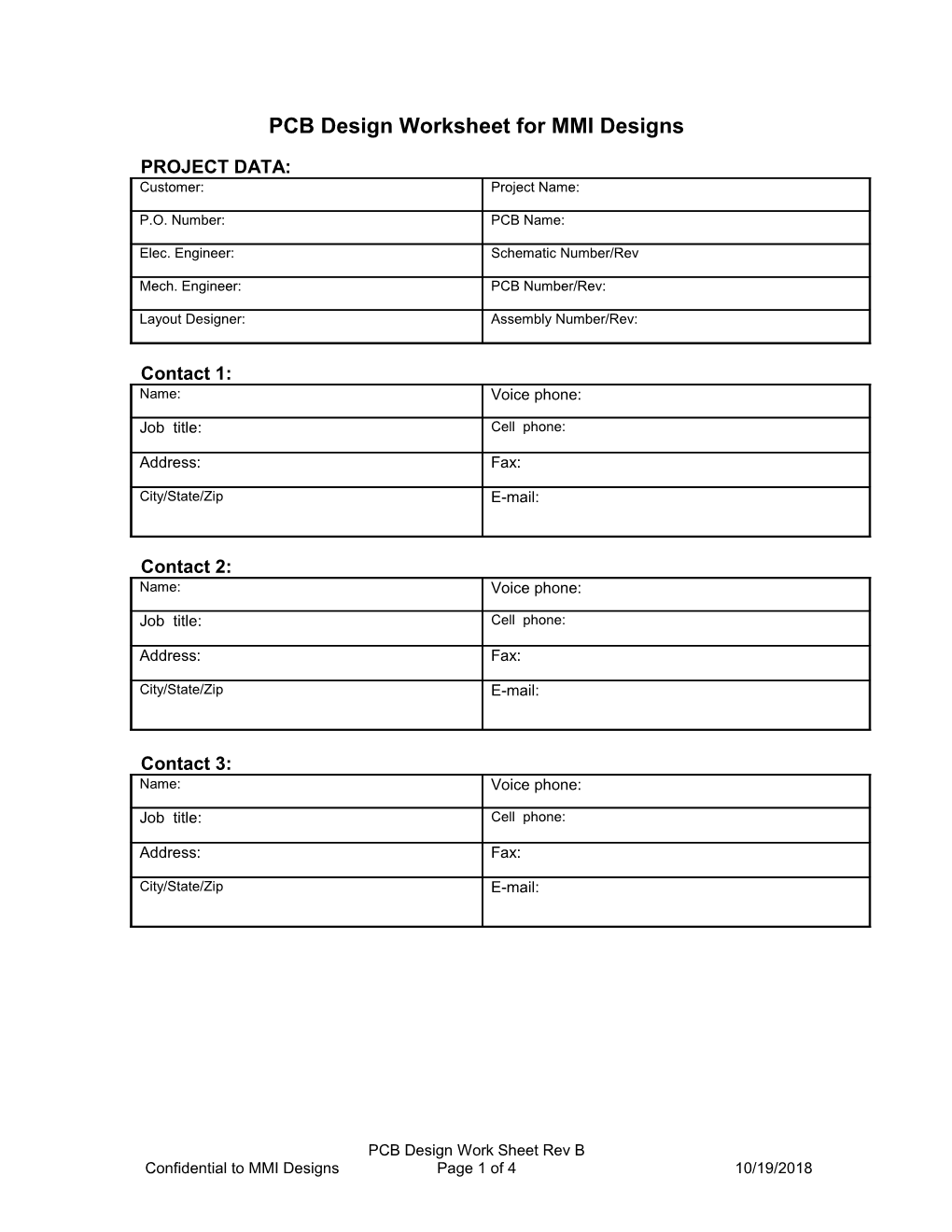 MMI PCB Design Worksheet