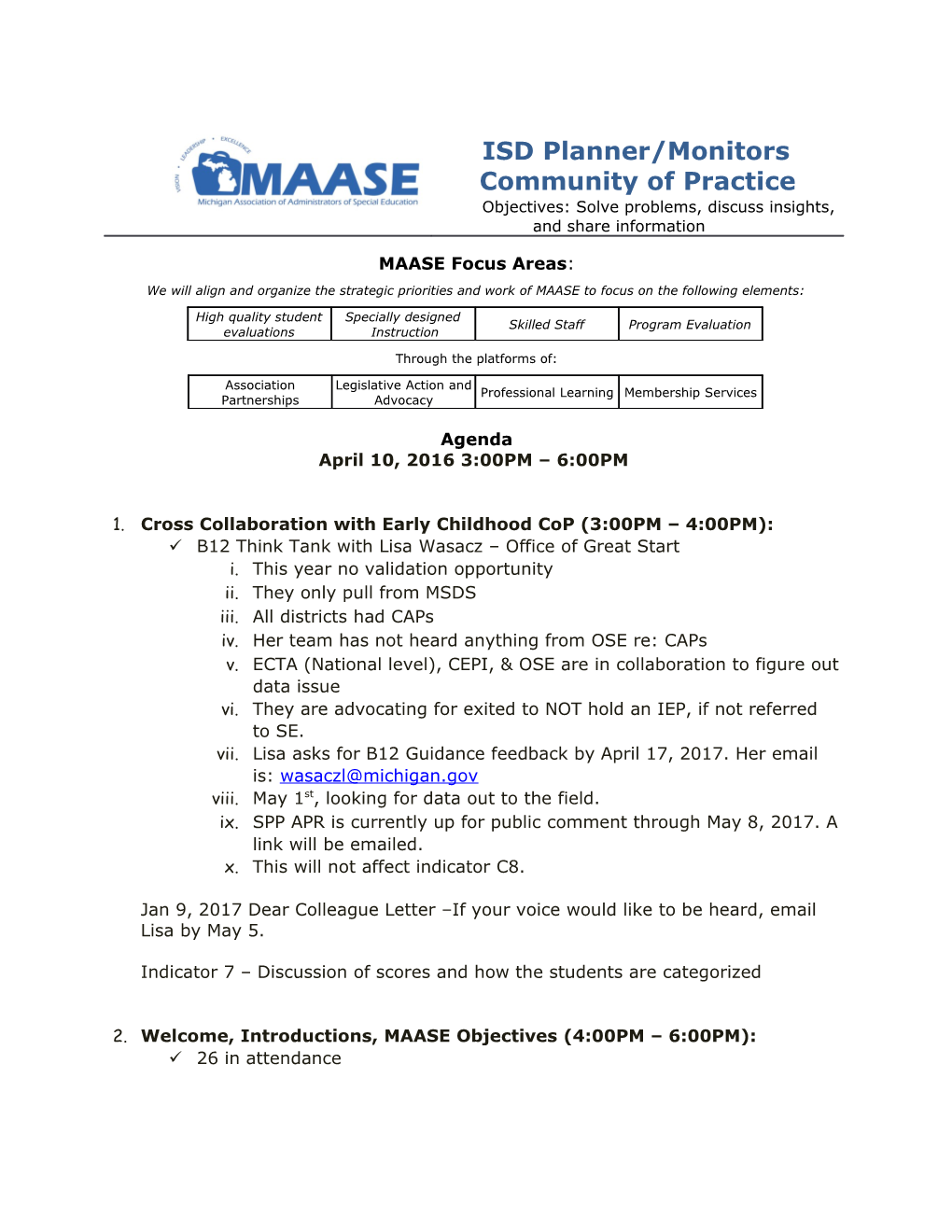 MAASE Focus Areas