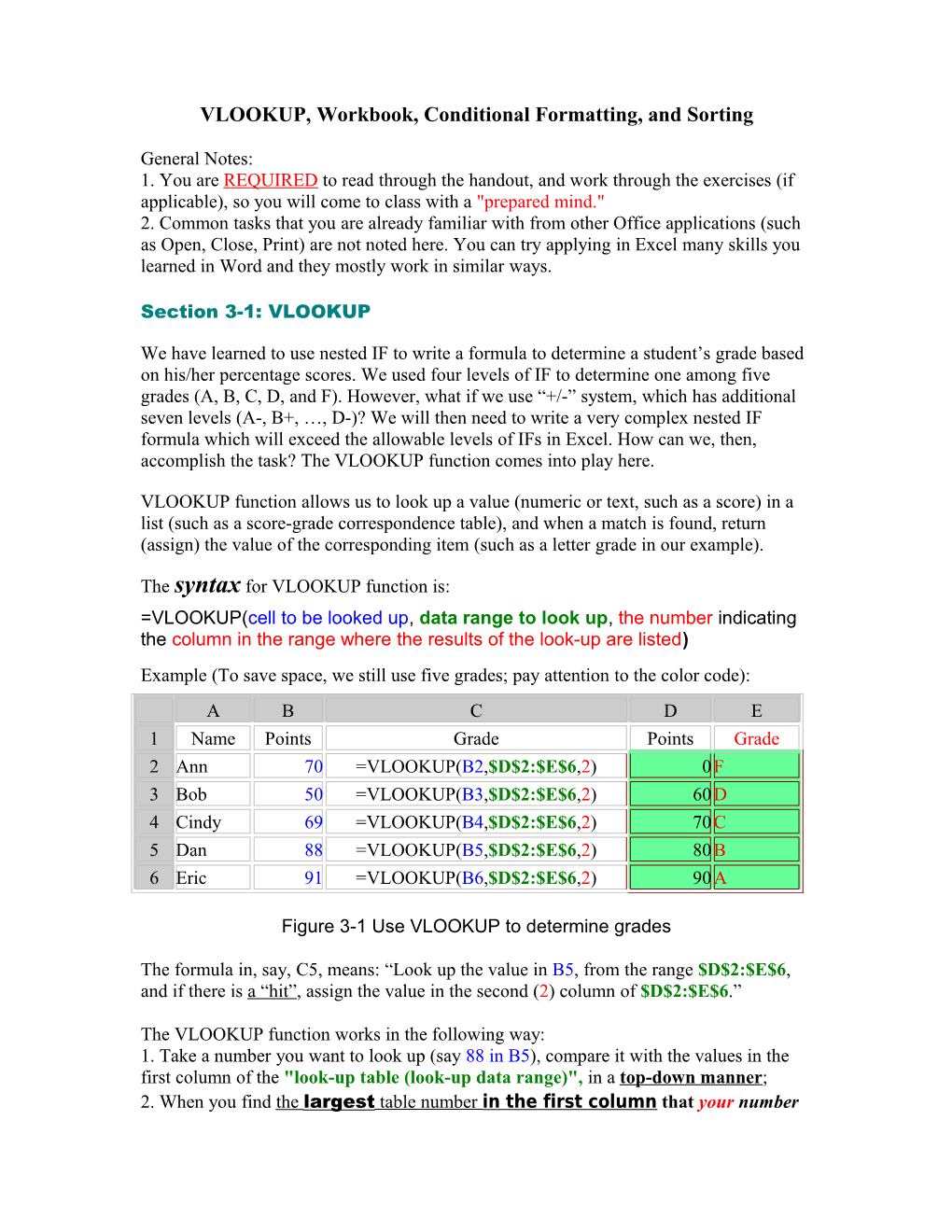 Electronic Spreadsheet (Excel) Handout 3