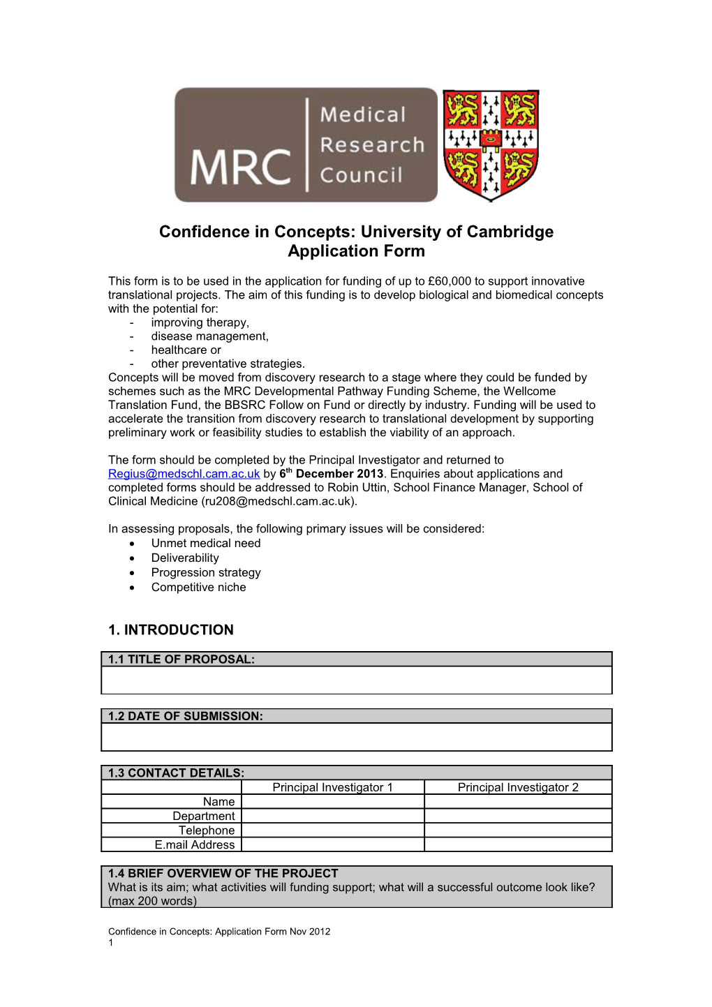 Confidence in Concepts: University of Cambridge