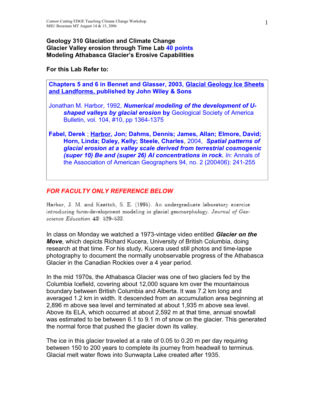 Geology 310 Glaciation and Climate Change