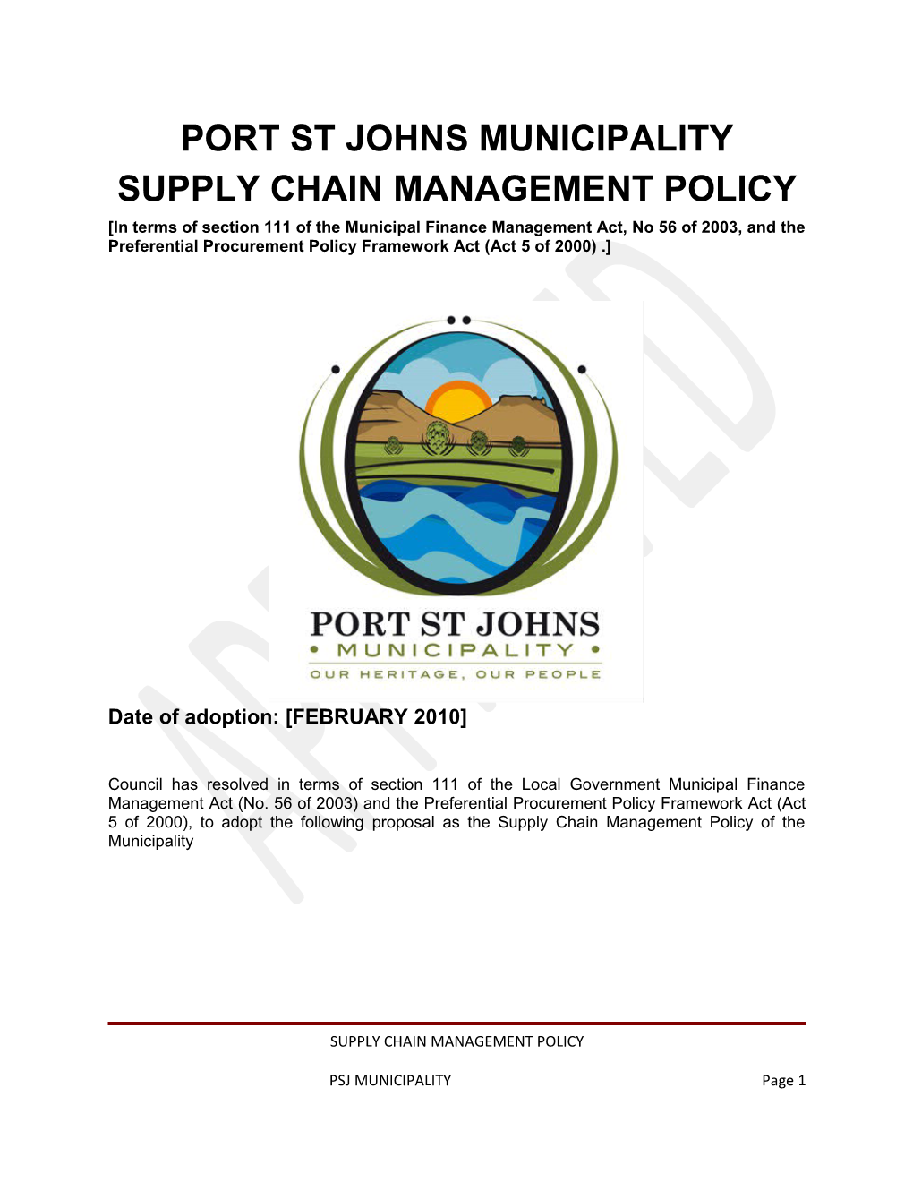 Supply Chain Management Policy