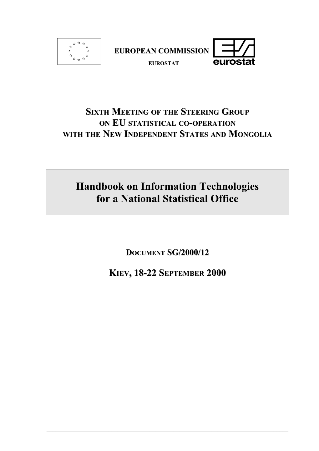 Handbook on Information Technologies for a National Statistical Office