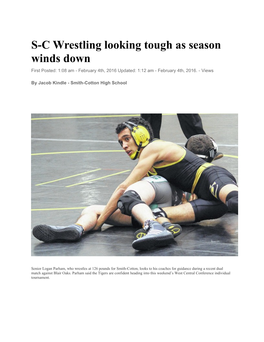 S-C Wrestling Looking Tough As Season Winds Down