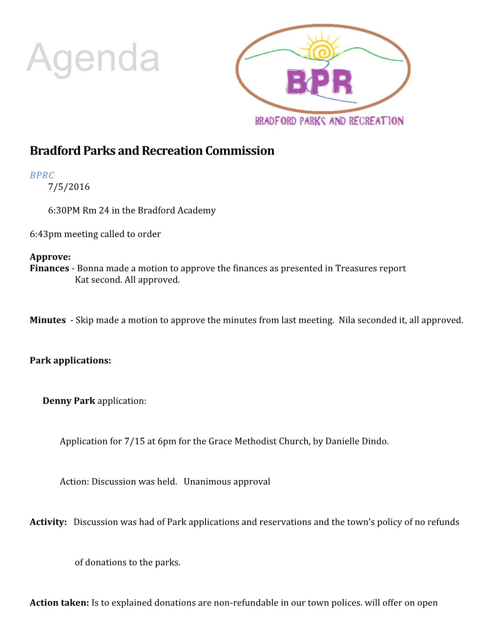 Bradford Parks and Recreation Commission