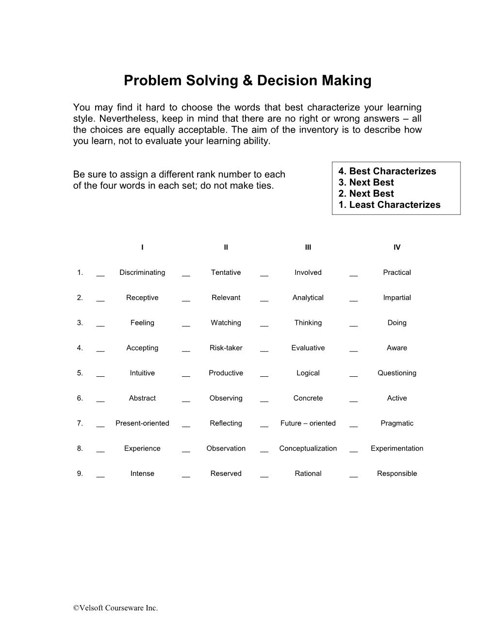 Problem Solving and Decision Making