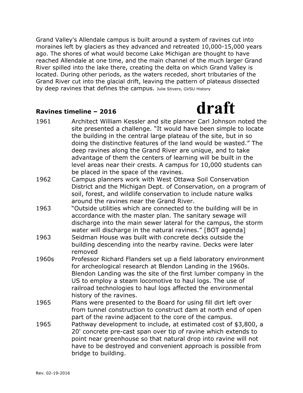 Ravines Timeline 2016Draft