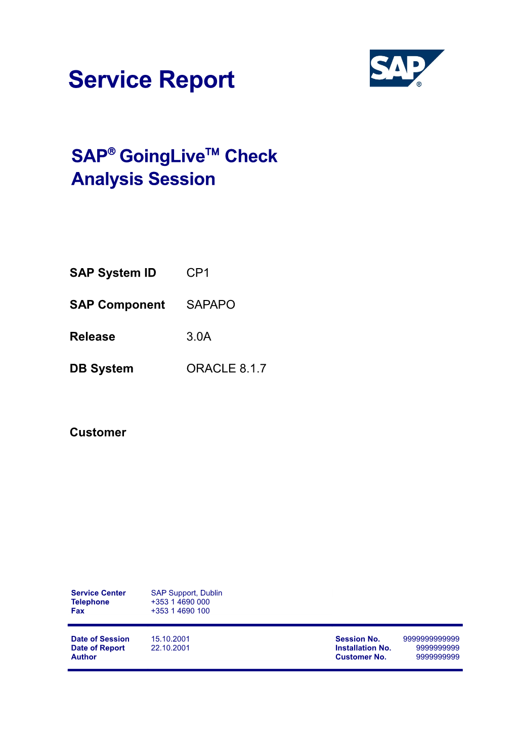 SAP Support Service Document