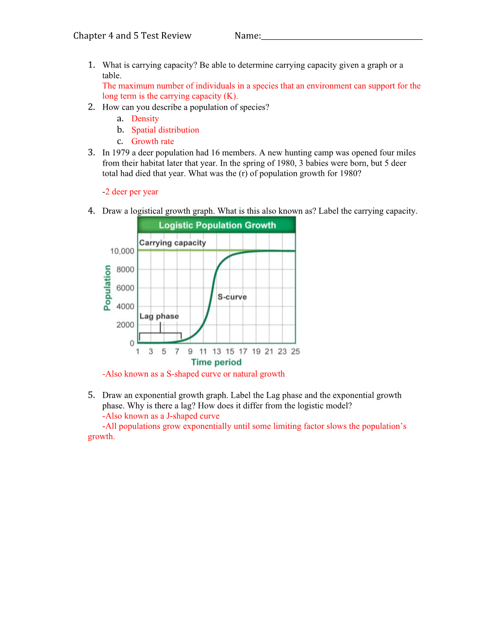 Chapter 4 and 5 Test Review Name