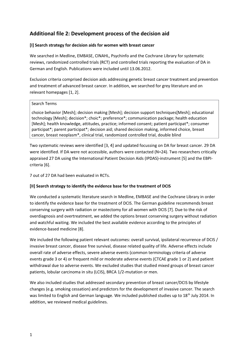 Additional File 2: Development Process of the Decision Aid