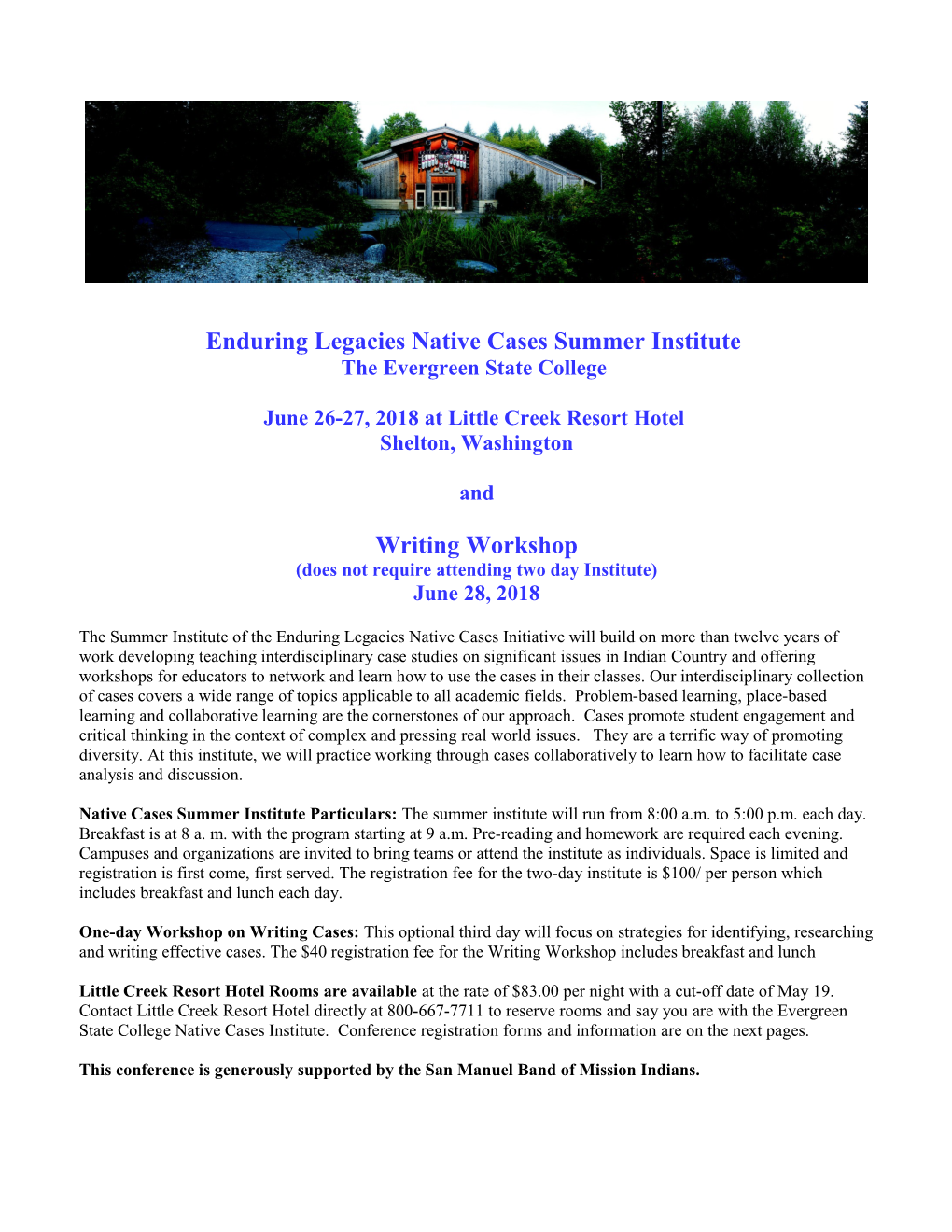 Enduring Legacies Native Cases Summer Institute