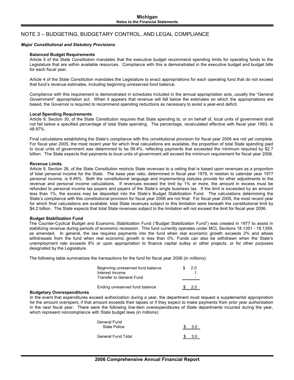 Note 3 - Budgeting, Budgetary Control, and Legal Compliance