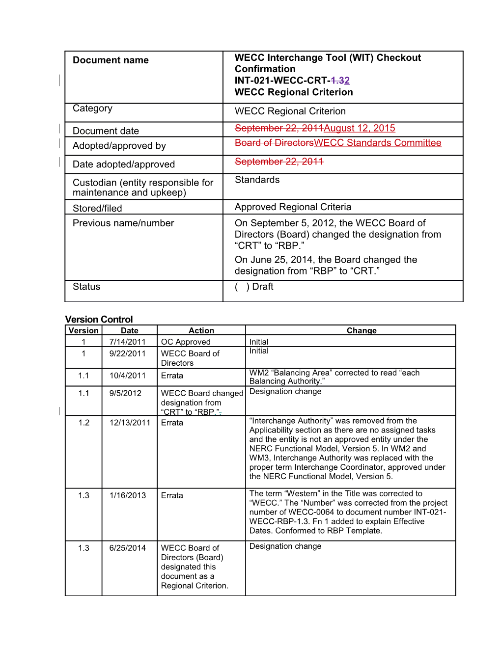 WECC-0108 Posting 5 INT-021-WECC-CRT-1 3 Redline to INT-021-WECC-CRT-2