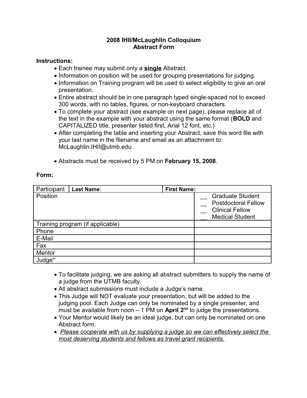 2008 IHII/Mclaughlin Colloquium