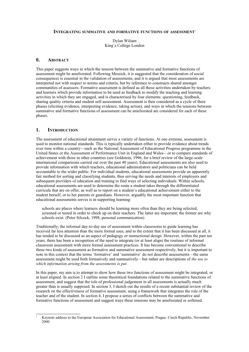 Integrating Summative and Formative Functions of Assessment