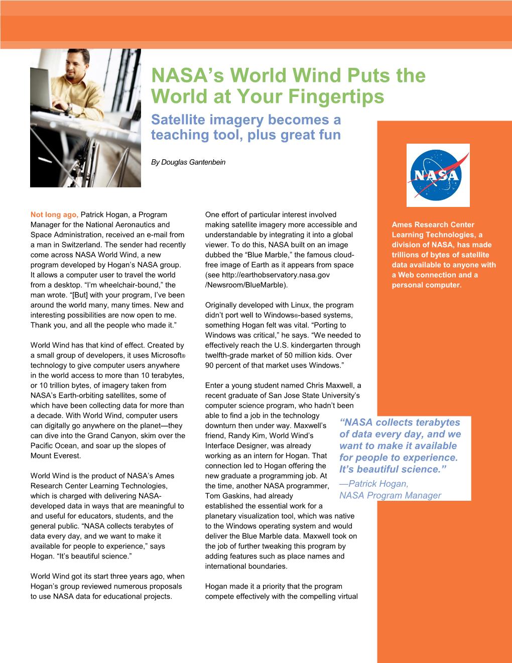 NASA S World Wind Puts the World at Your Fingertips
