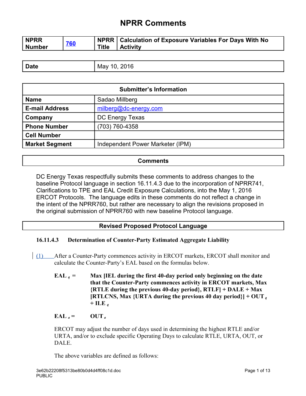 16.11.4.3Determination of Counter-Party Estimated Aggregate Liability KPL1