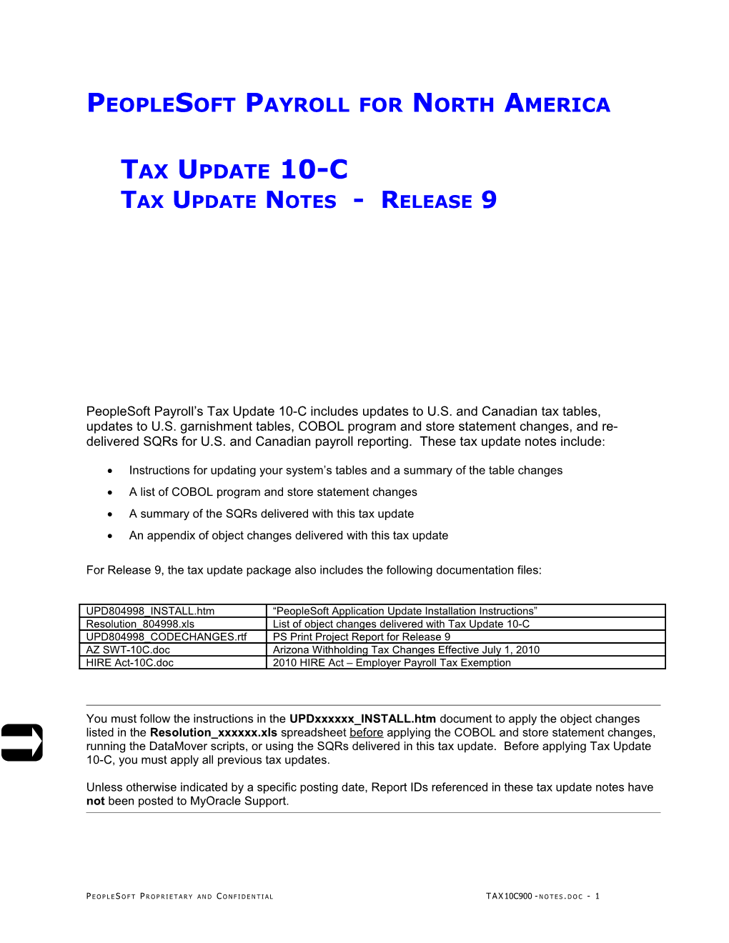 9.00 - Peoplesoft Payroll Tax Update 10-C