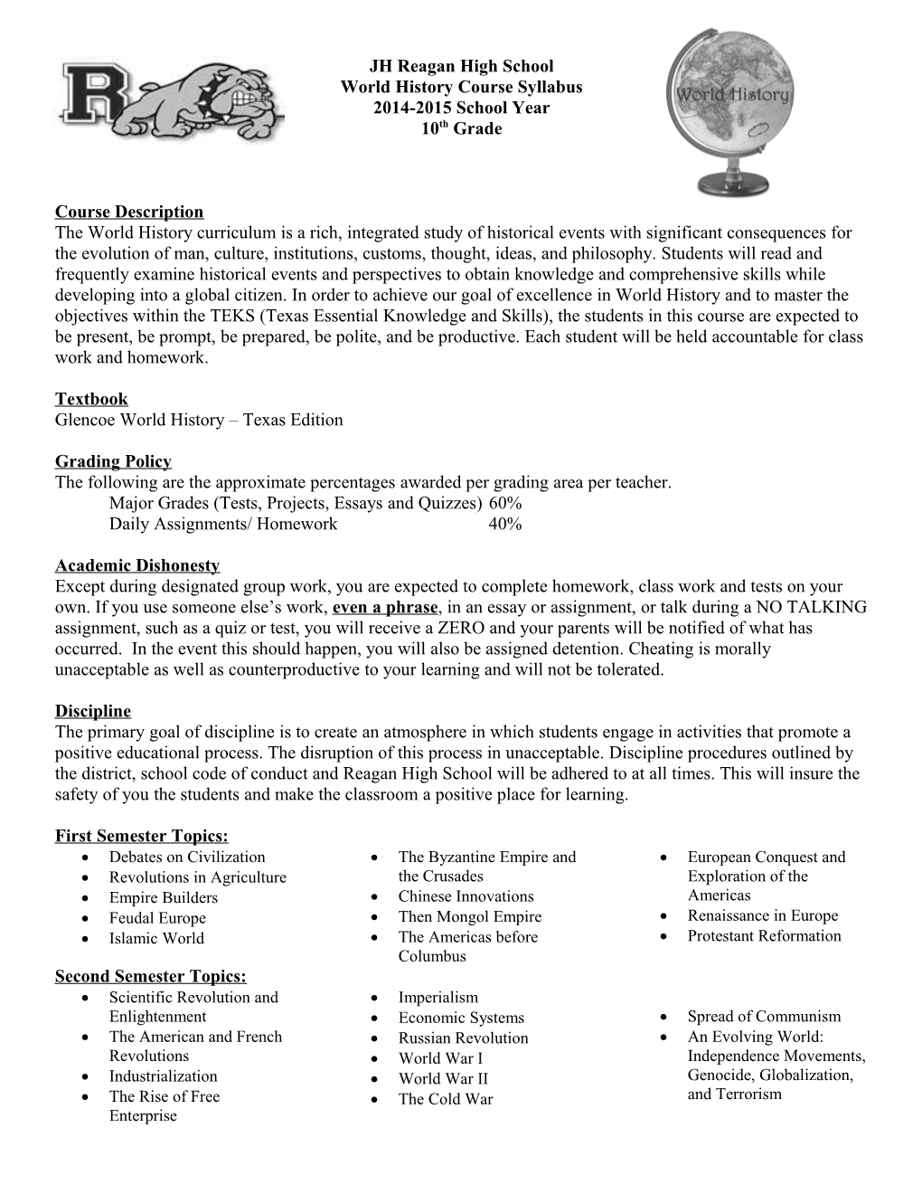 World Historycourse Syllabus