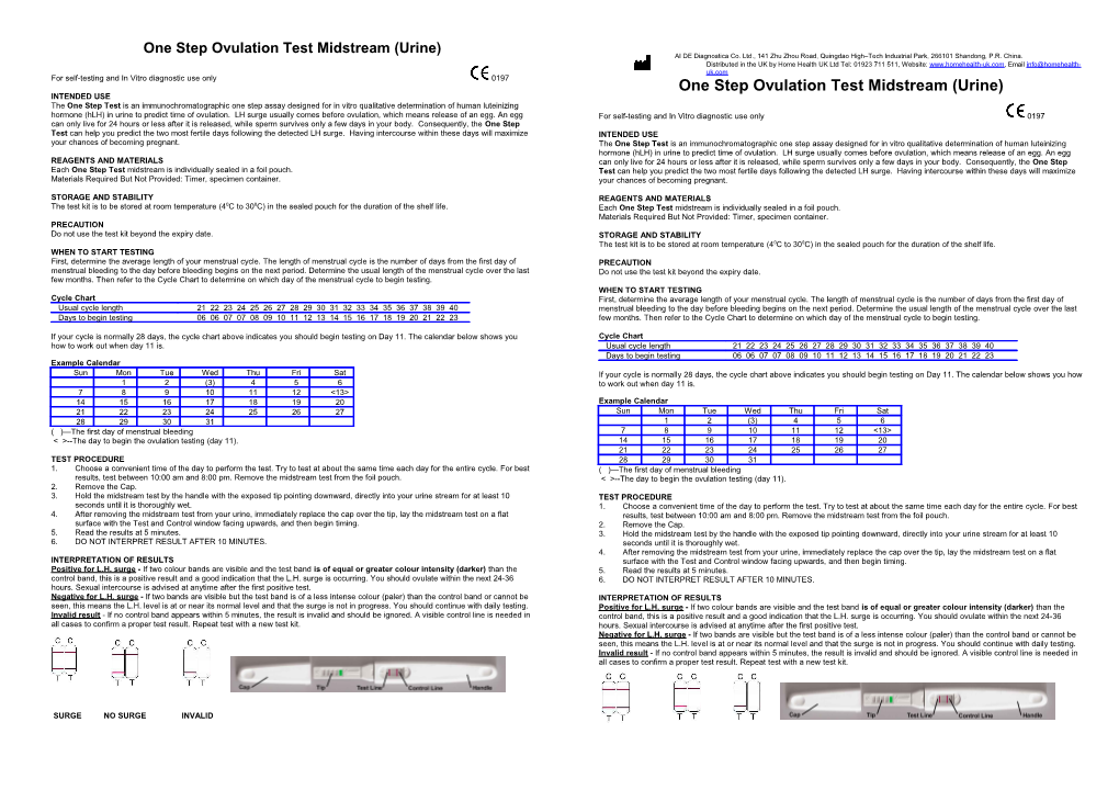 One Stepovulation Test Midstream (Urine)