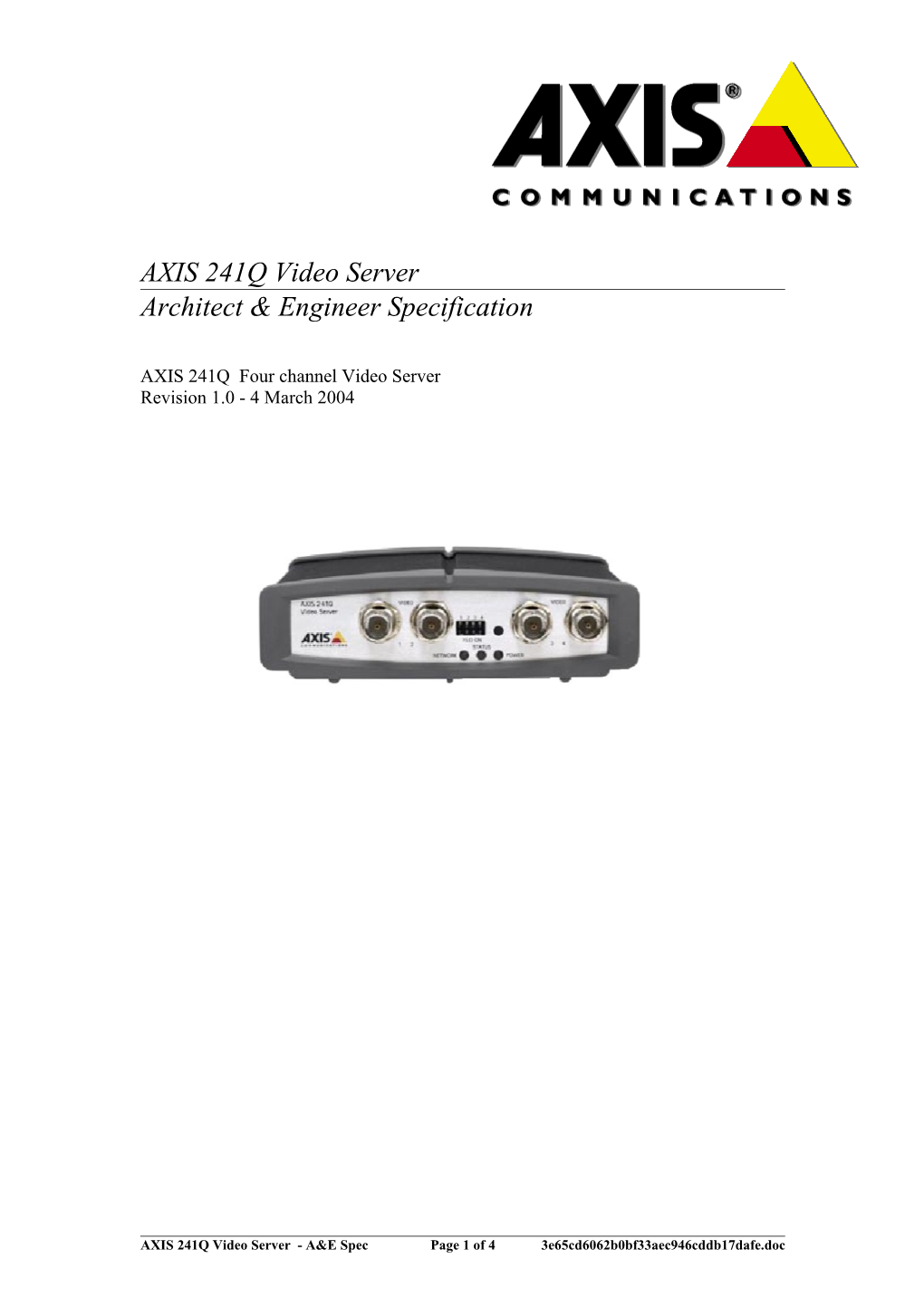 AXIS 241Q Video Server