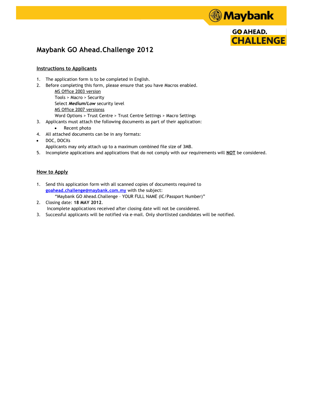 Maybank GO Ahead.Challenge2012