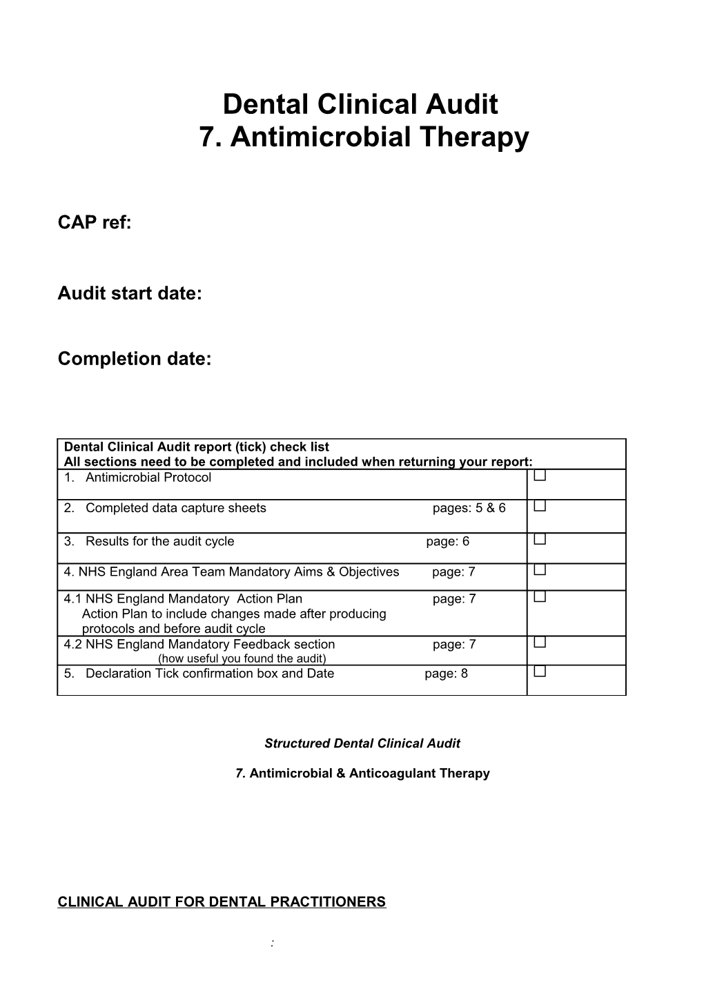 Dental Clinical Audit