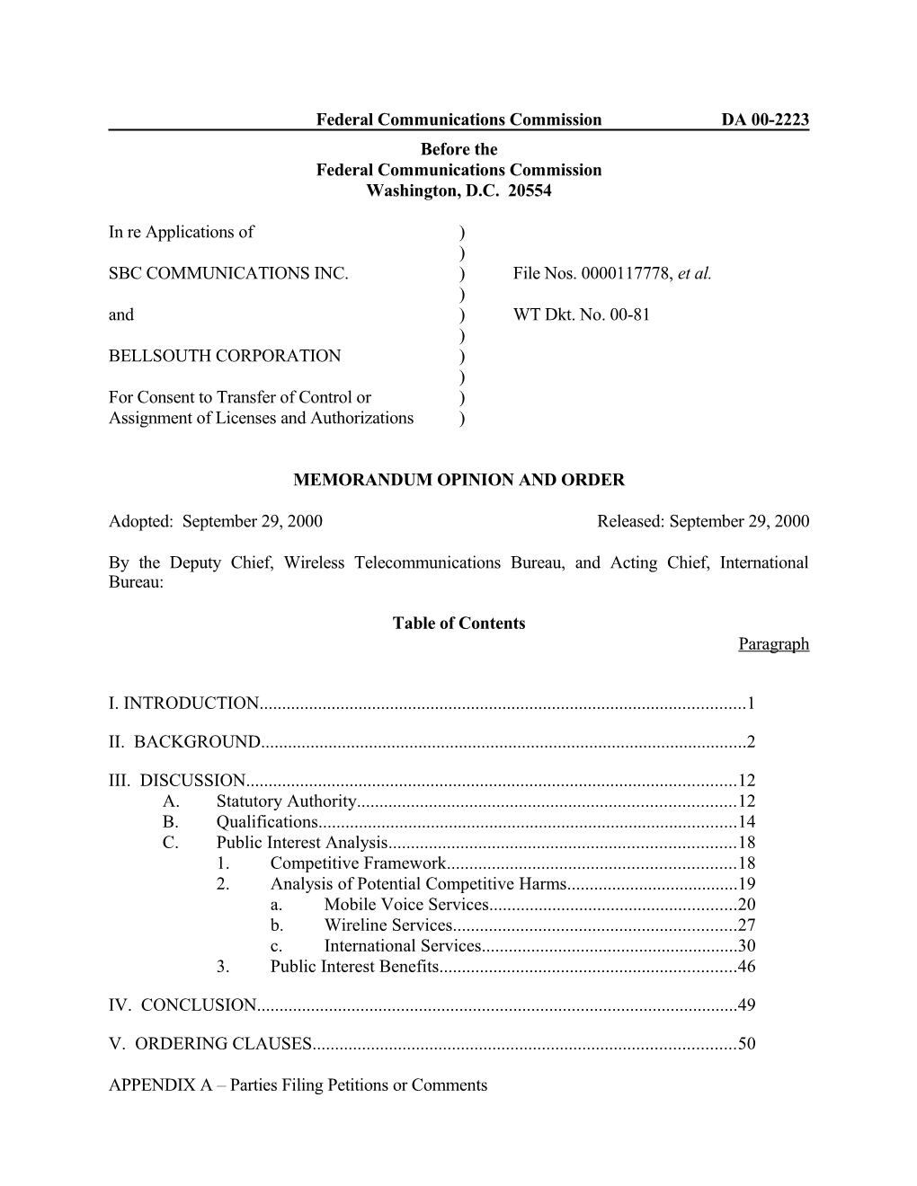 Federal Communications Commissionda 00-2223