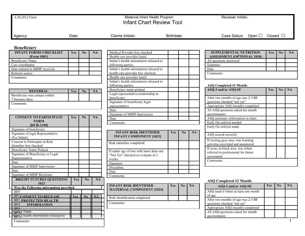 ASQ Completed #1 Month