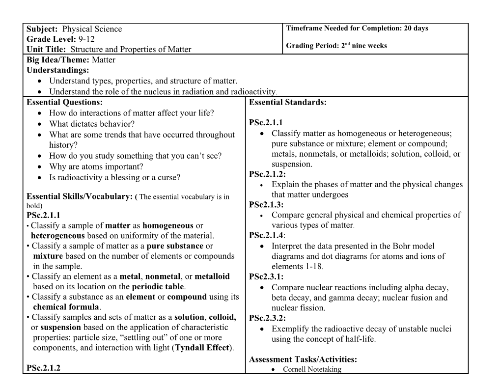 Understand Types, Properties, and Structure of Matter